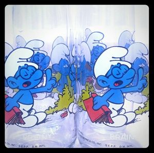 4 1982 brainy smurf Promo full size glasses